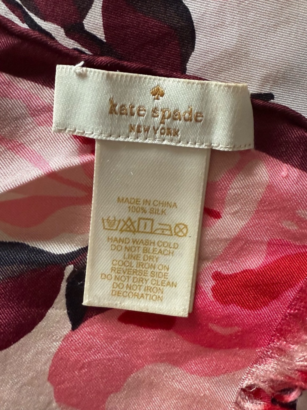 Kate Spade 100% Silk Rose Print Scarf - Picture 3 of 5